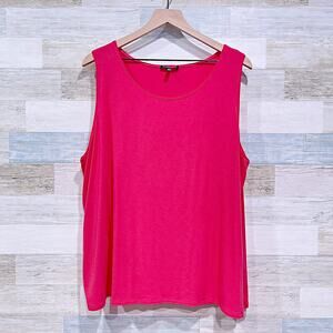 Eileen Fisher Relaxed Jersey Knit Jewel Neck Tank Top Pink Womens Plus Size 3X